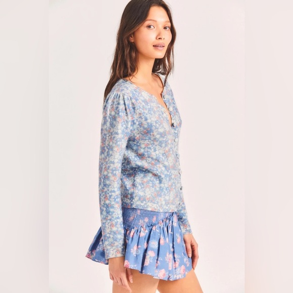 Loveshackfancy Simona blue floral cardigan - Picture 3 of 8